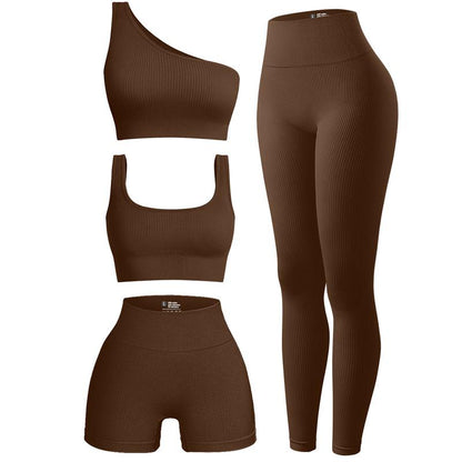 SculptPro™ Women’s Ribbed 4-Piece Active Set – Seamless Comfort, Powerful Style
